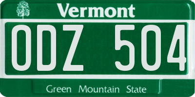 VT license plate ODZ504