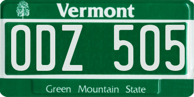 VT license plate ODZ505