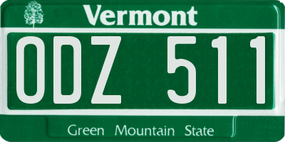 VT license plate ODZ511