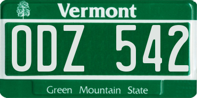 VT license plate ODZ542