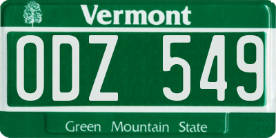 VT license plate ODZ549