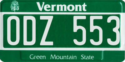VT license plate ODZ553