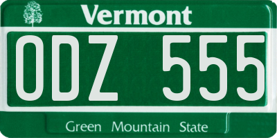 VT license plate ODZ555