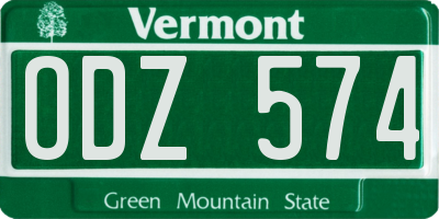 VT license plate ODZ574