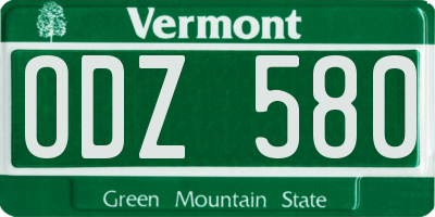 VT license plate ODZ580