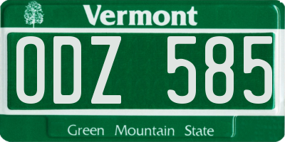 VT license plate ODZ585