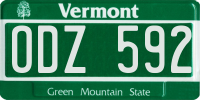 VT license plate ODZ592