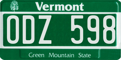 VT license plate ODZ598