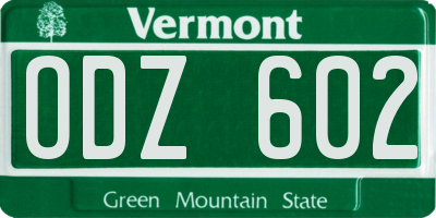 VT license plate ODZ602