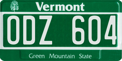 VT license plate ODZ604