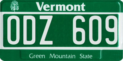 VT license plate ODZ609