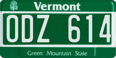 VT license plate ODZ614