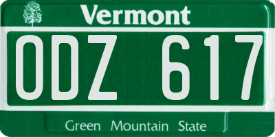 VT license plate ODZ617