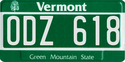 VT license plate ODZ618