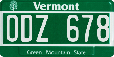 VT license plate ODZ678