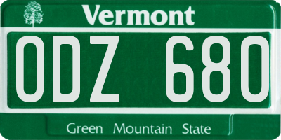 VT license plate ODZ680