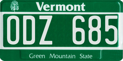 VT license plate ODZ685
