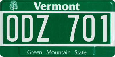 VT license plate ODZ701