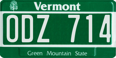VT license plate ODZ714