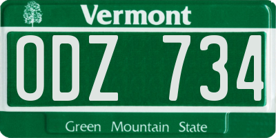 VT license plate ODZ734
