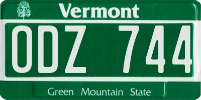 VT license plate ODZ744