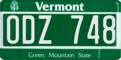 VT license plate ODZ748