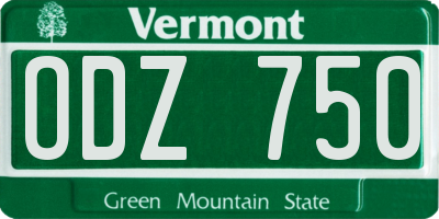 VT license plate ODZ750
