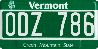 VT license plate ODZ786