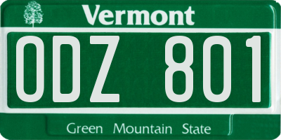VT license plate ODZ801