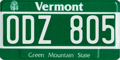 VT license plate ODZ805
