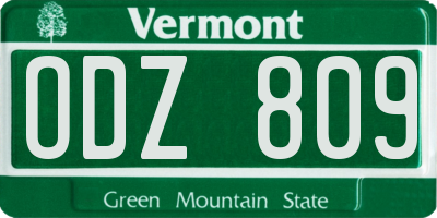 VT license plate ODZ809