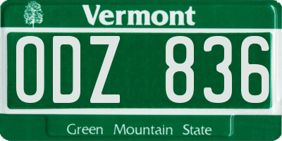 VT license plate ODZ836