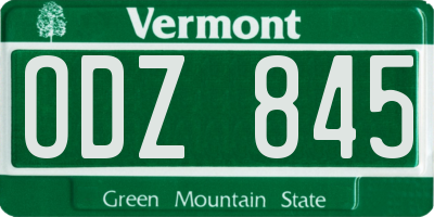 VT license plate ODZ845