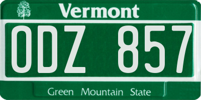 VT license plate ODZ857