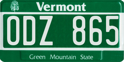 VT license plate ODZ865