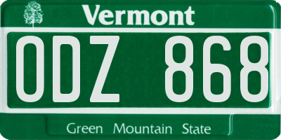 VT license plate ODZ868
