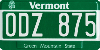 VT license plate ODZ875