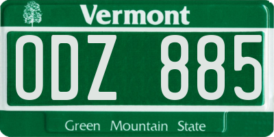 VT license plate ODZ885