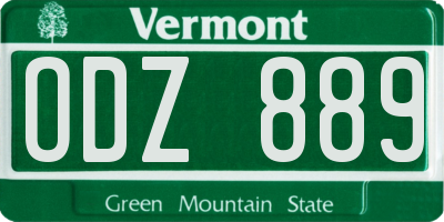 VT license plate ODZ889