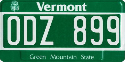 VT license plate ODZ899