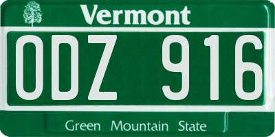 VT license plate ODZ916