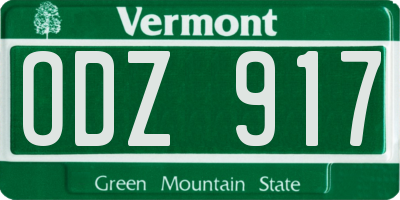 VT license plate ODZ917