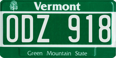 VT license plate ODZ918