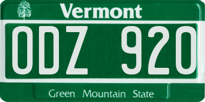 VT license plate ODZ920