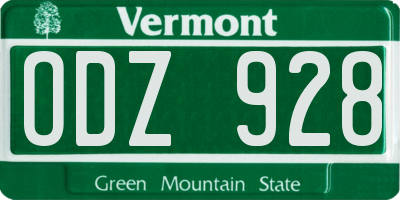VT license plate ODZ928