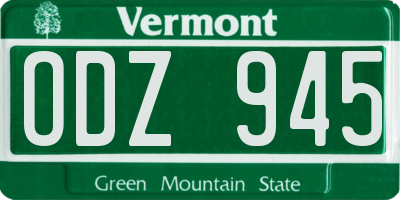 VT license plate ODZ945