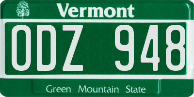 VT license plate ODZ948
