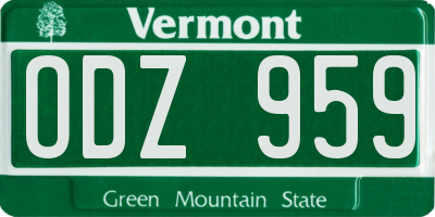 VT license plate ODZ959