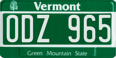 VT license plate ODZ965