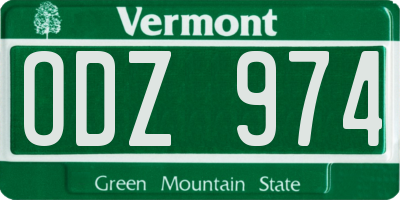 VT license plate ODZ974